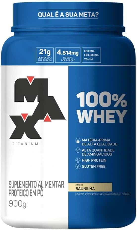 Max Titanium 100% Whey - 900G Baunilha Max Titanium 100% Whey - 900G Baunilha - Imagem 1